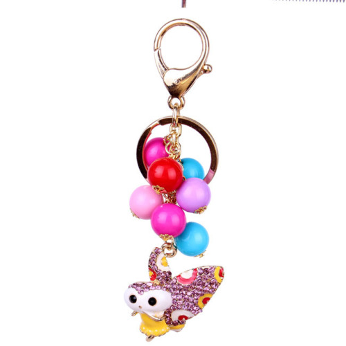 Vacker strass butterfly nyckelring legering Keyring Crystal Nyckelknippa handväska Charm verkliga Gold Plated