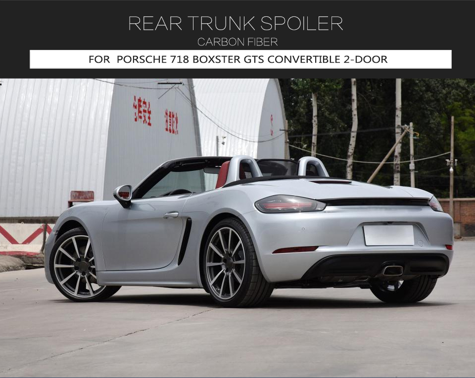 Jcsportline Carbon Fiber 718 GTS Rear Spoiler for Porsche 718 Boxster GTS Convertible 2-Door 2016-2021