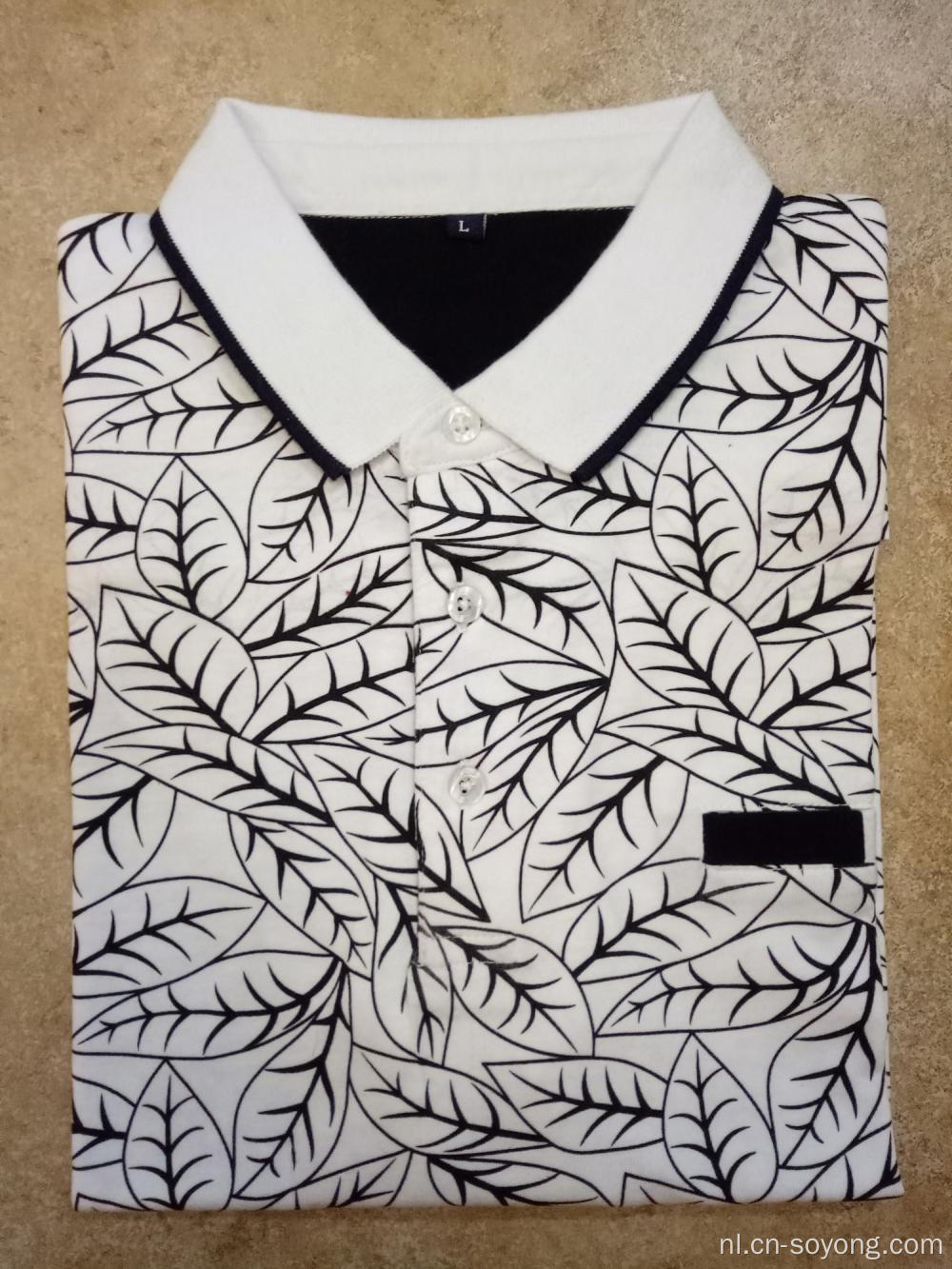 CVC poloshirt met korte mouwen voor heren met bladprint