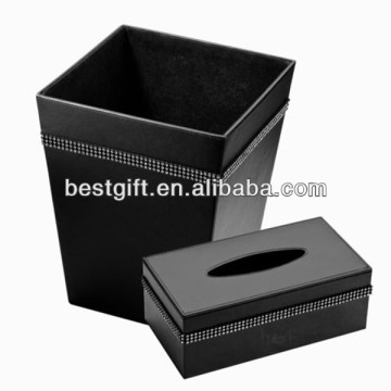 Black Faux Leather Diamante unique trash cans