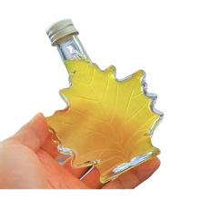 Maple Leaf Glass Syrup Bottles: 50ml, 100ml, 250ml with Aluminum Cap or Corks