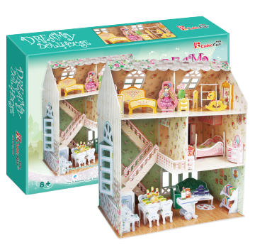 Cute paper toy house with furniture