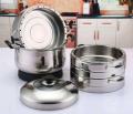 3 Tingkat Listrik Stainless Steel Steamer Makanan Pot