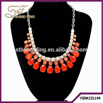 Simple acrylic beads necklace drop orange beads pendant necklace