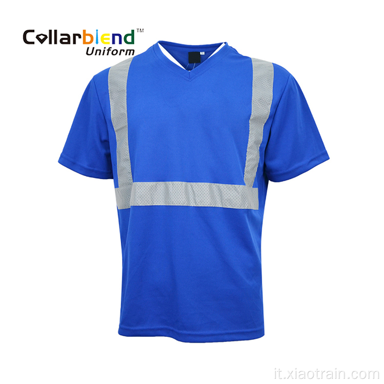 Maglietta Polo ad alta visibilità blu Safety
