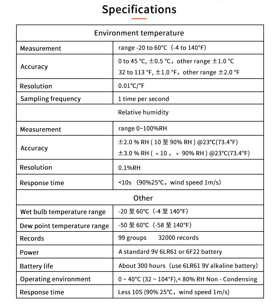 HK-J8A102 Multi-Functions RS485 thermometer hygrometer handheld temperature and relative humidity meter