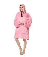 Plaid Sherpa Hooded Blanket Sweatshirt with Sleeves