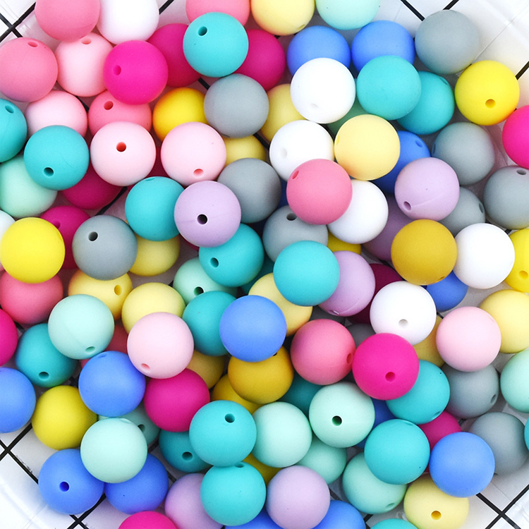 Round Soft Bpa Free Baby 12mm Teether 15mm Food Grade Wholesale Teething Chew Silicone Beads