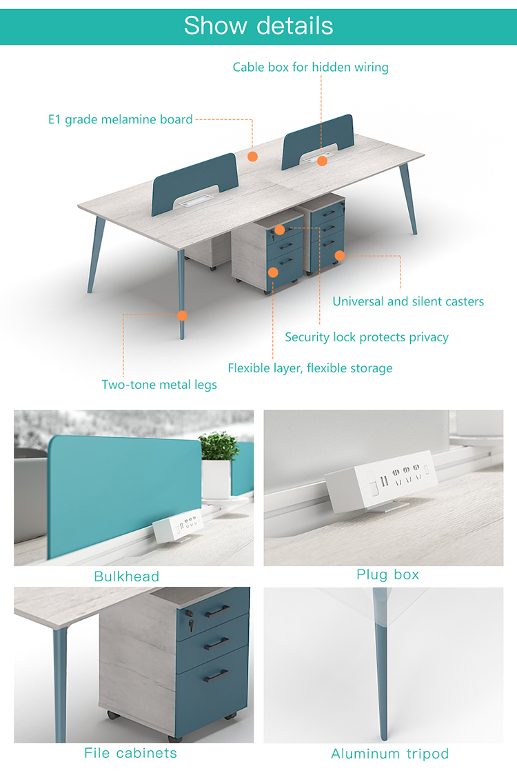 Modular Office Workstations Desk,2, 4, 6 Person Office Partition Desk Face to Face Working Desk