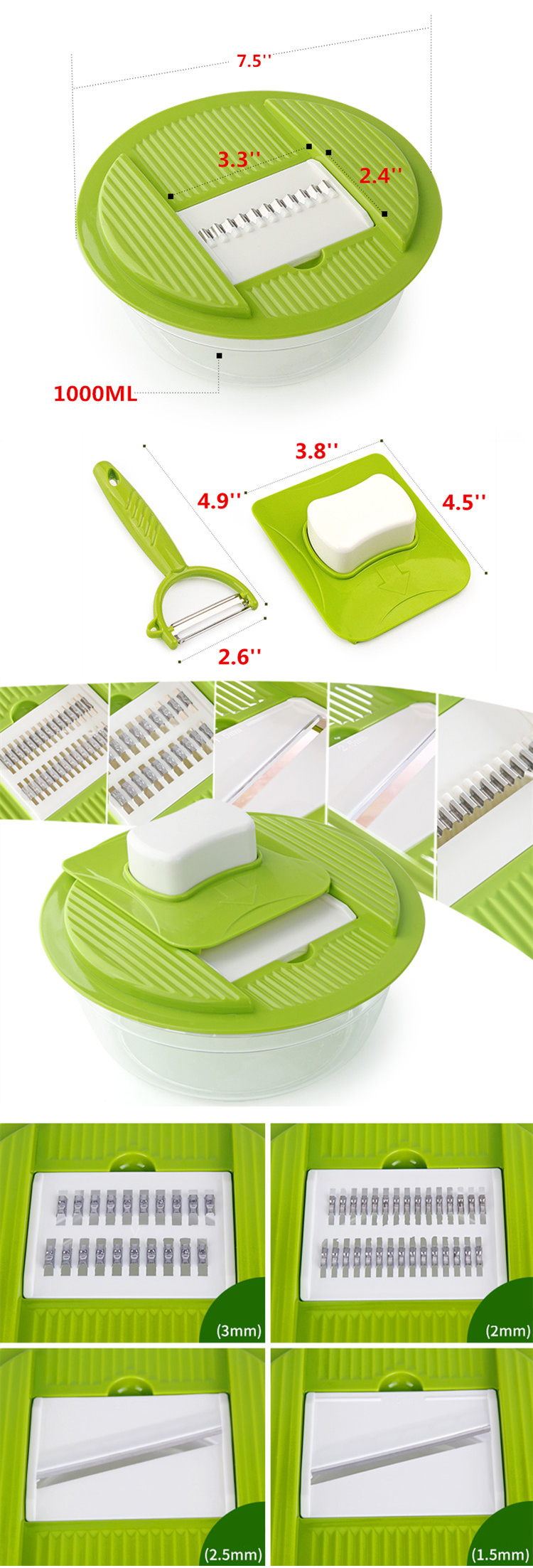 Easy Cleaning Multifunctional Manual Mandoline Vegetable Cutter Slicer Peeler