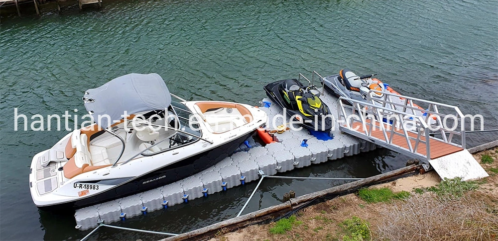 Solid Blue Color Modular HDPE Floating Pontoon Boat Docks