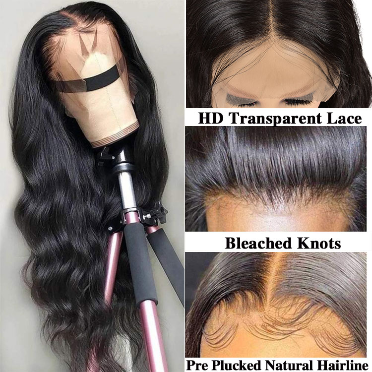 Natural Wave 13*4 Lace Frontal Human Virgin Hair Wigs Full Cuticle Aligned Unprocessed Indian Virgin Hair Wigs Body Wave wigs