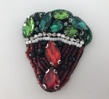 Colorful Rhinestone Handmade Strawberry Beaded Patch