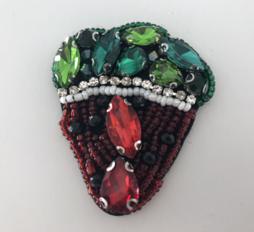 Colorful Rhinestone Handmade Strawberry Beaded Patch