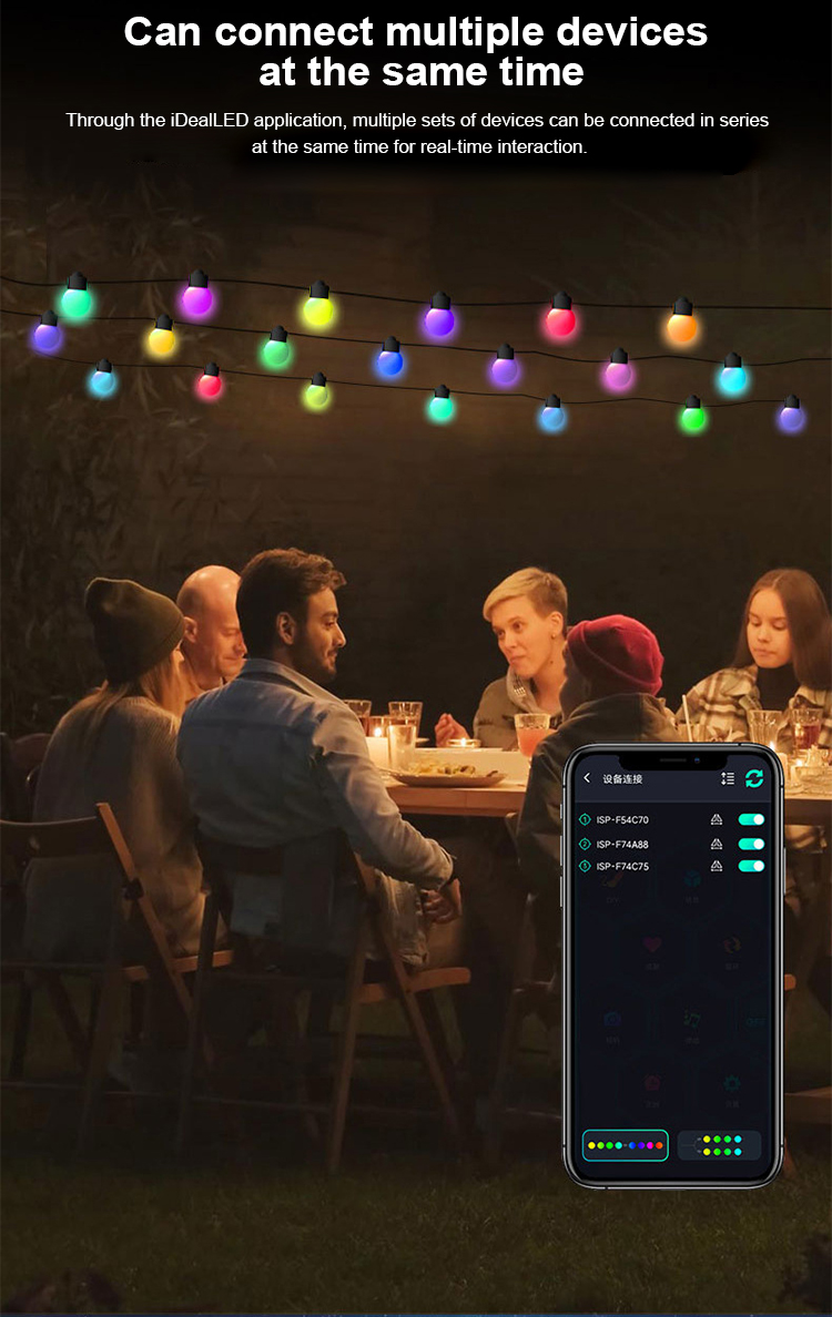 Smart Light App Control Outdoor RGB Solar Powered String Light LED Christmas Light String