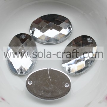 Onsale, cuentas de diamantes de corte plano ovaladas facetadas, perlas artificiales acrílicas de 13 * 18 mm