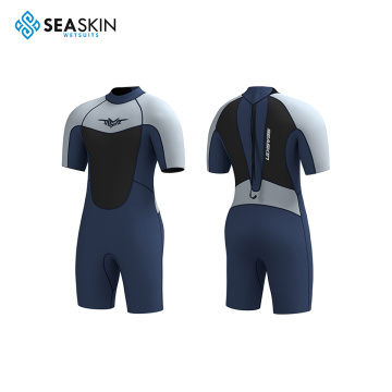 Seaskin Mens Front Zip Manga curta Meteira de mergulho