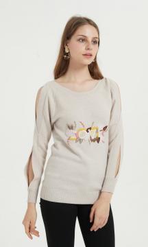 Crew Neck Hand Embrodiery Women Sweater