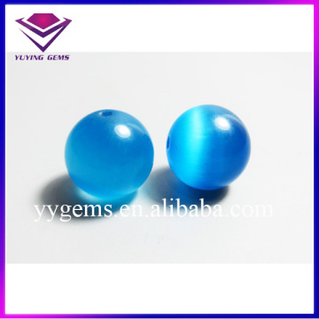 Wholesale Cats Eye Beads Synthetic Blue Glass Cats Eye Jewelry Gemstone with Full Drill