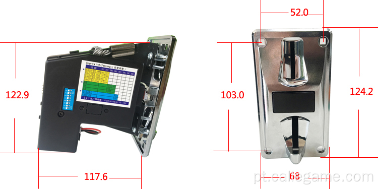 Aceptor de moeda de material do painel de plástico