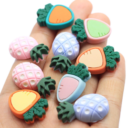 Factory New Arrive Radish Pineapple Resin Slime Charms Cabochons Flatback Carrots Pineapple Vegetable Fruit Slime Charms