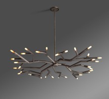 Jonathan Browning Modern Brass Rameau Circular Chandelier for Living Room
