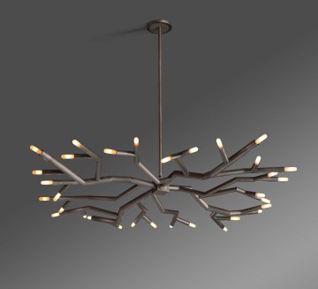 Jonathan Browning Modern Brass Rameau Circular Chandelier for Living Room
