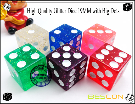 High Quality Glitter Dice 19MM with Big Dots High Quality Glitter Dice 19MM with Big Dots