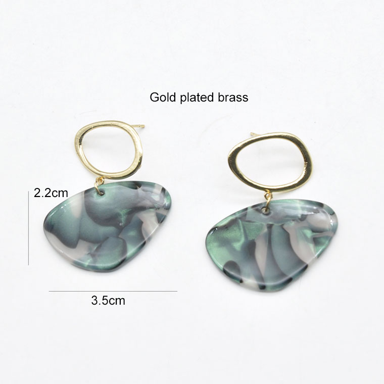 Newest gold plated brass earrings for women tortoise shell acetate 2021 korean jewelry earrings