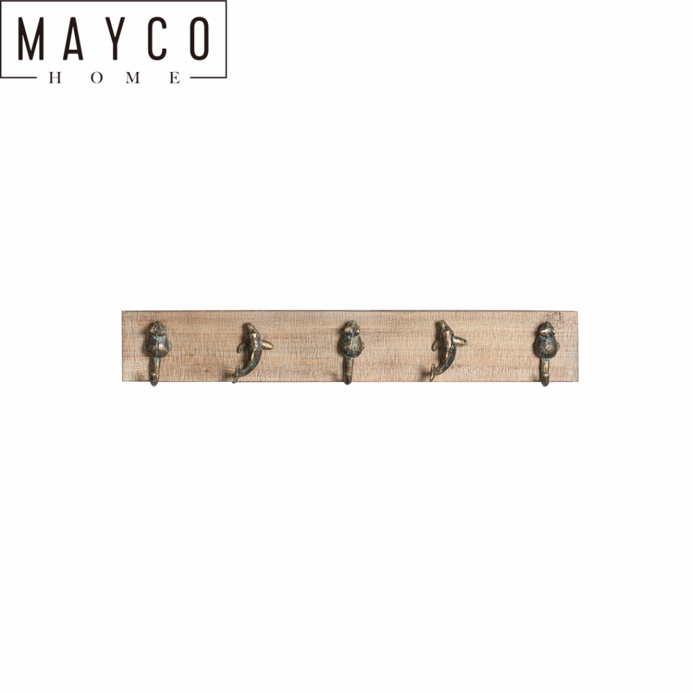 Mayco Rustic Cast Iron Flog and Dolphin Wall Hook Hanger Decor Beach Nautical Towel Holder