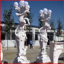 Decorative hand carved lighted roman wedding stone figure columns