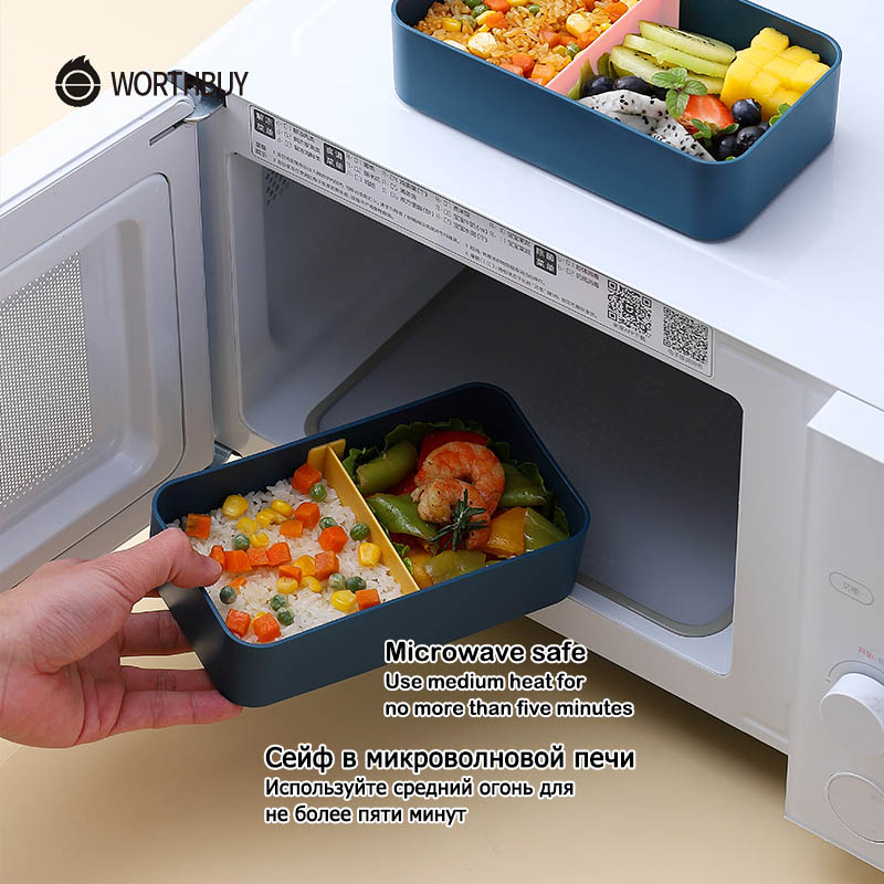 Portable Lunch Box For Kids School Microwave Plastic Bento Box With Movable Compartments Salad Fruit Food Container Box