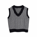 Phụ nữ áo len dệt kim houndstooth quá khổ