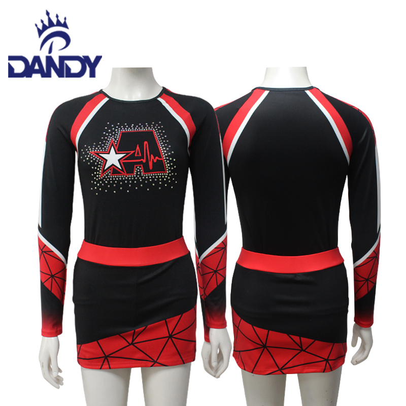 Sublimasi Dandy Kustom Murah Cheer Apparel Rhinestones All Star Cheer Seragam