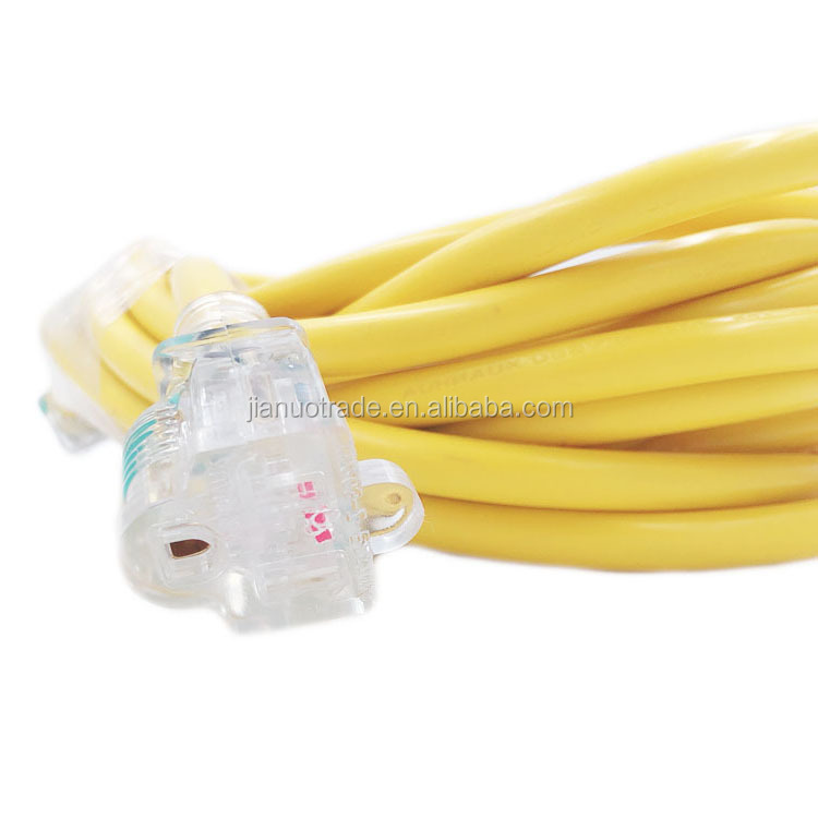 5-15P to 5-15R Transparent outdoor 100' extension cord heavy duty