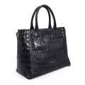 Croc Leather Petrol Embossed Business Tote Handbag