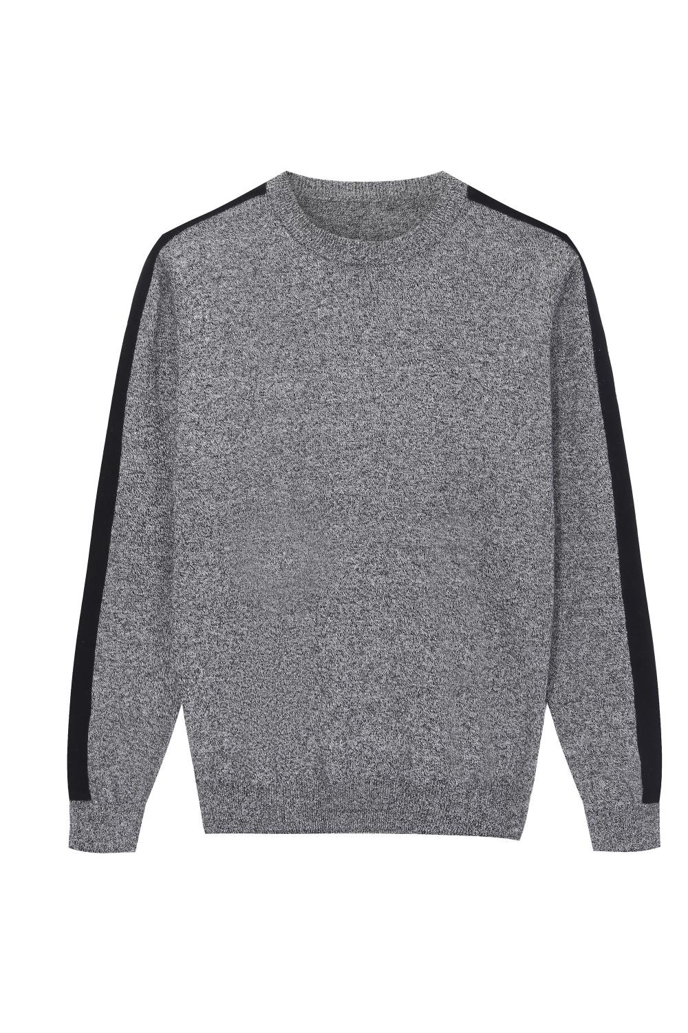 Pullover girocollo da uomo in maglia jacquard con maniche a contrasto