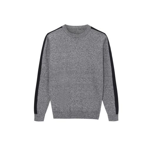 Pullover girocollo da uomo in maglia jacquard con maniche a contrasto