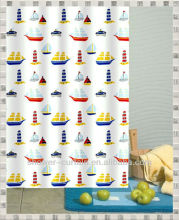 polyester cartoon sailing boat shower curtain