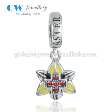 925 Silver Jewelry Festival Bead CZ Cross Charm