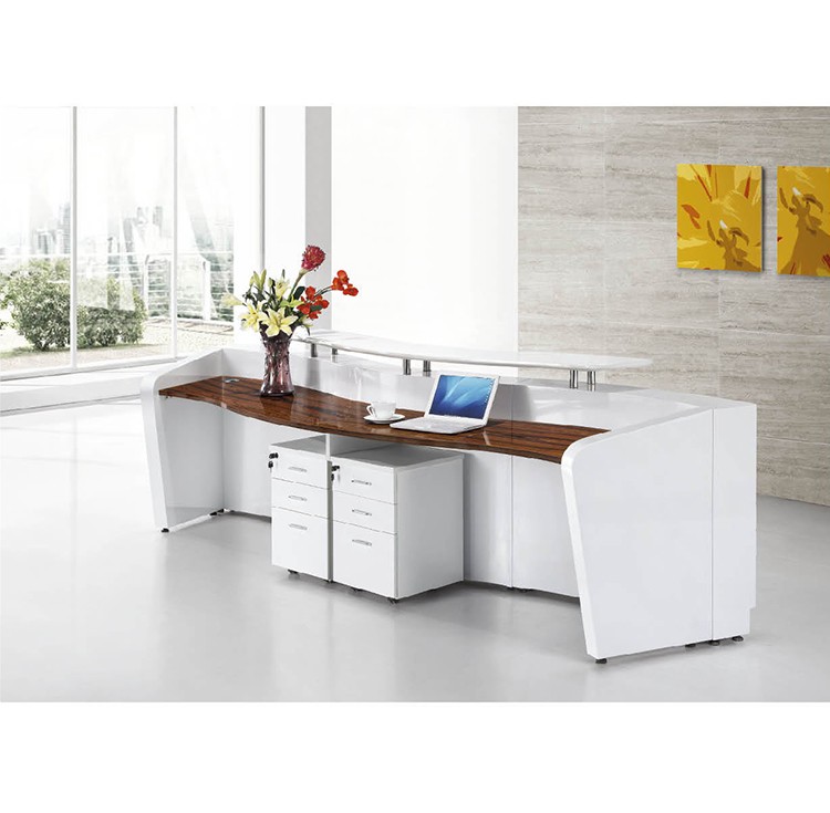 Modern white curved reception desk, front desk for sale