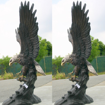 Spread The Wings Bronze Eagle Hawk Catching Fish Sculpture For Sale