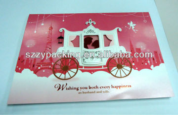 carriage printed red background wedding greeting card