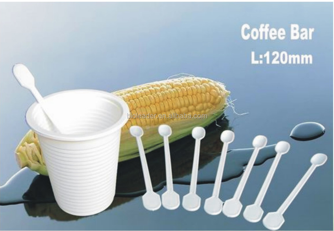 Biodegradable Disposable Cornstarch Coffee Tea Spoon Stirrer Sticks