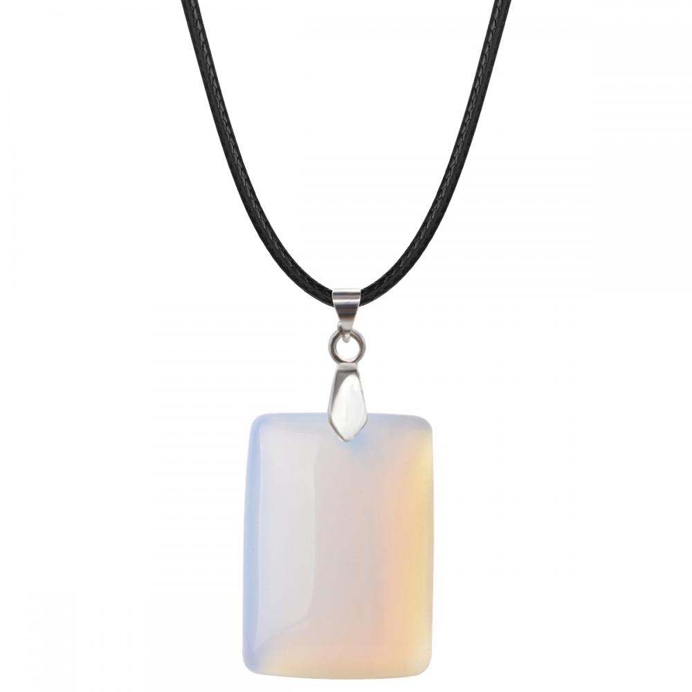 Rose Quartz 25x35mm Collar colgante de piedra rectangular para mujeres hombres