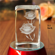 3D Laser Engraved Crystal Rose Cubes