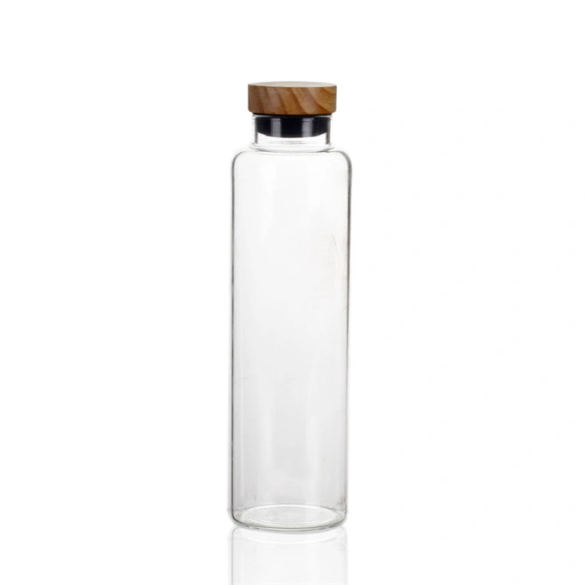 Hot Selling High Quality Heat-Resistant Borosilicate Glass Bottle with Wood Lid More Styles 300ml 400ml