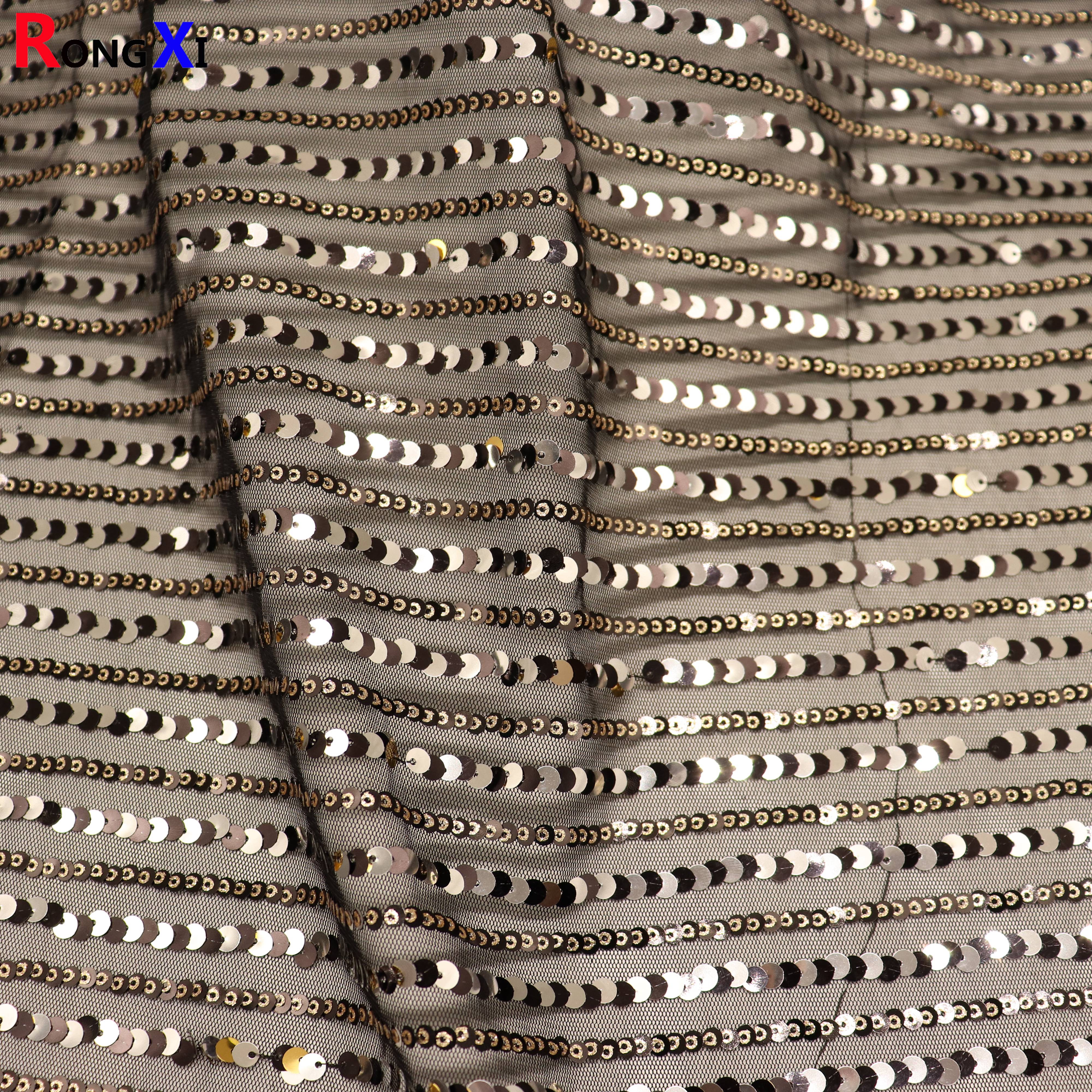 RXF1653 3mm 5mm 6mm Professional Sequin Stripe Fabric With CE Certificate