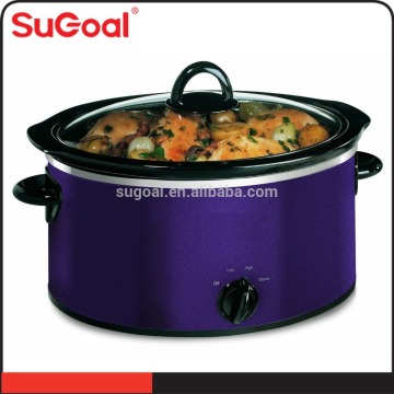 SuGoal 3.5-Quart Slow Cooker in Stainless Steel, Purple Clay