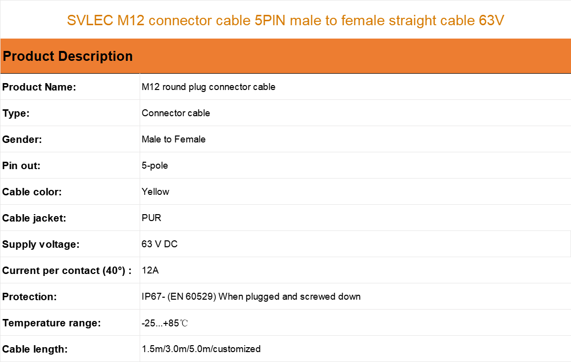 M12 connector cable